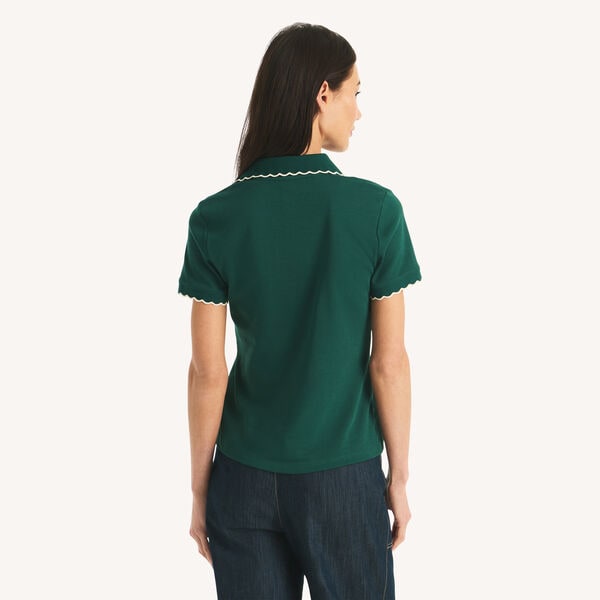 Scallop-Trim Johnny Collar Polo
