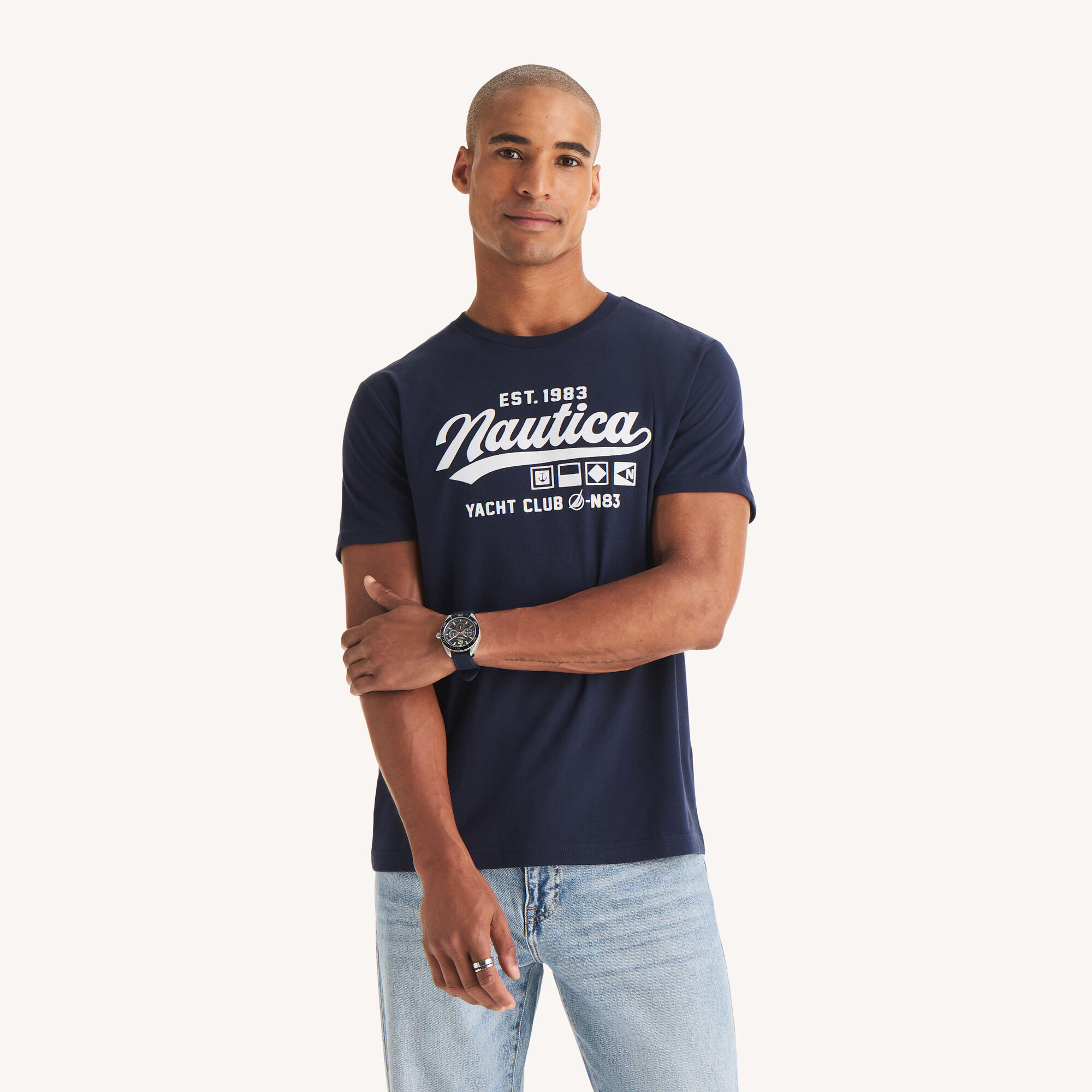 Flocked Nautica Heritage Logo Graphic T-Shirt (00197100869474 Men T-Shirts) photo