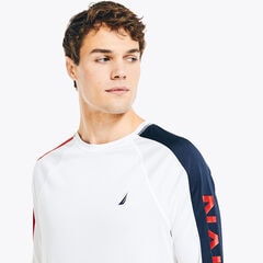 COLORBLOCK RASH GUARD SWIM SHIRT,Bright White,large