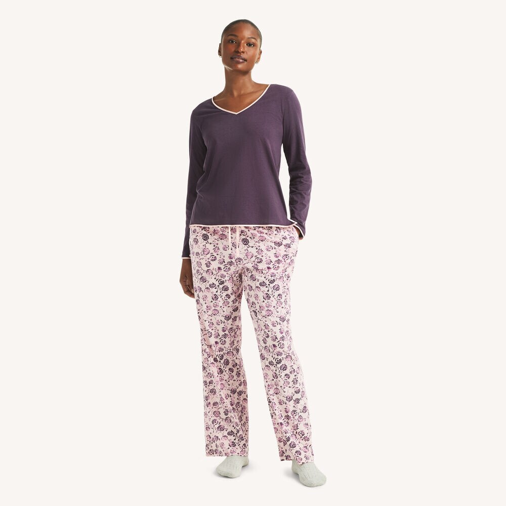 Printed Pajama Pant Set,Peach Glow,large