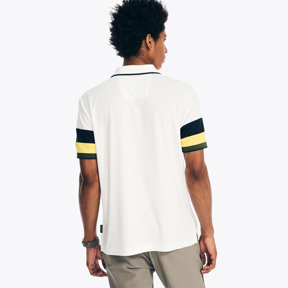 Navtech Classic Fit Chest-Stripe Polo,Bright White,large