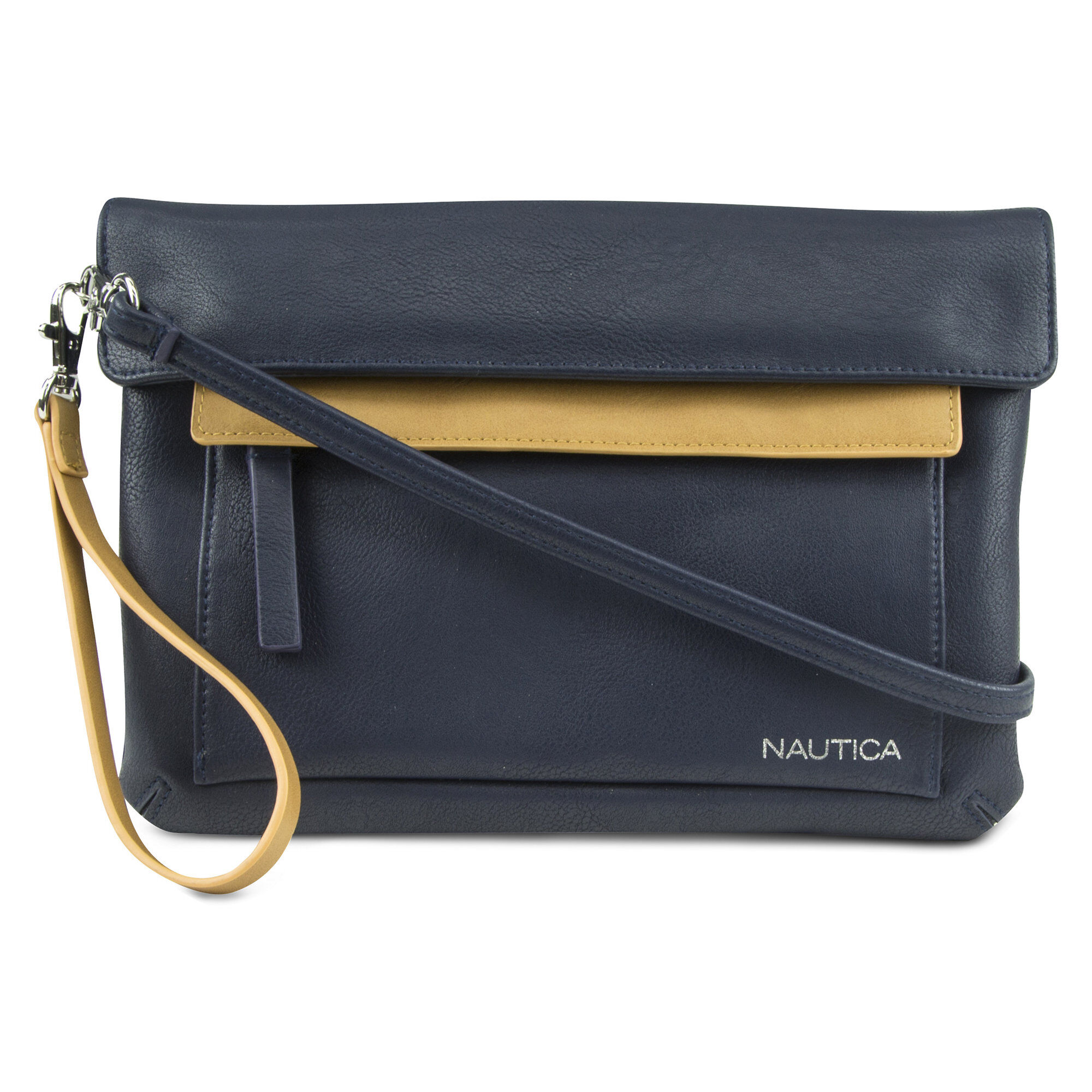 Monaco Oversize Flap Clutch,Navy,large