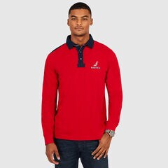 Chest Logo Classic Fit Long Sleeve Polo,Nautica Red,large
