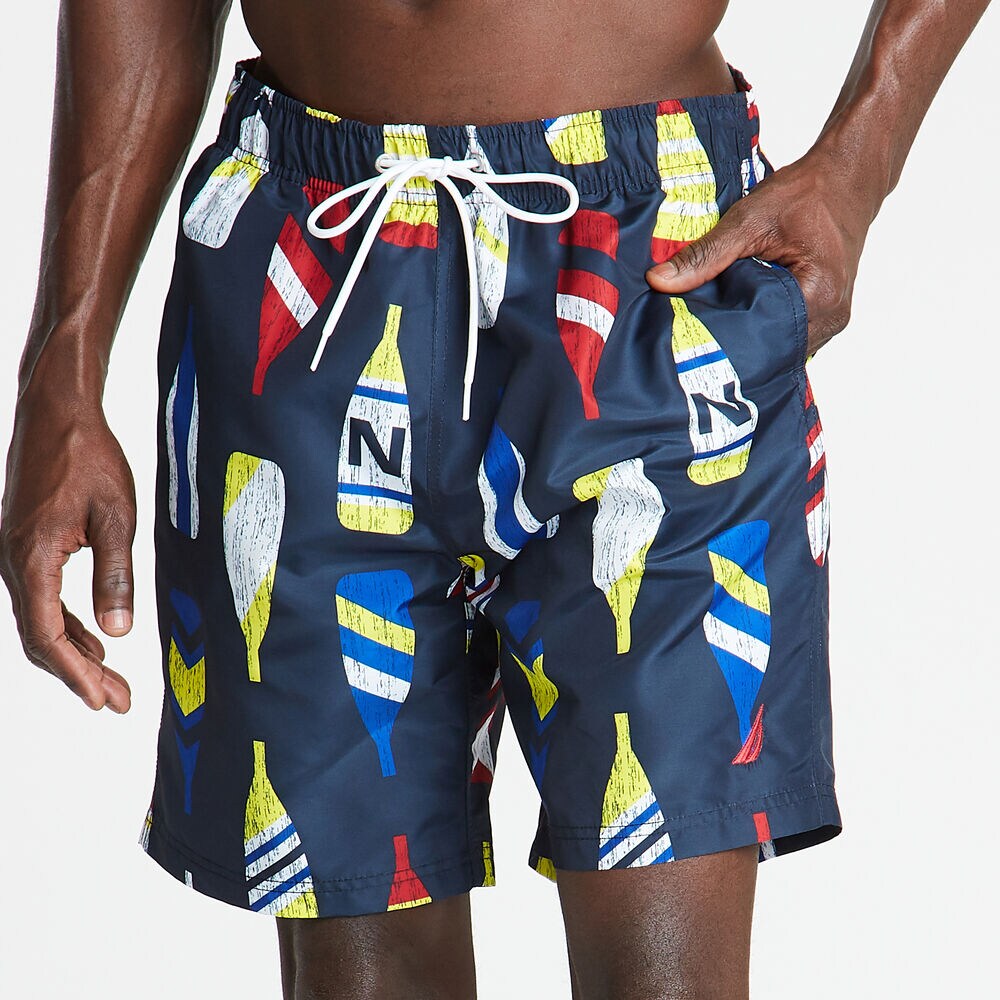 8" SWIM TRUNK IN OAR PRINT,Navy,large