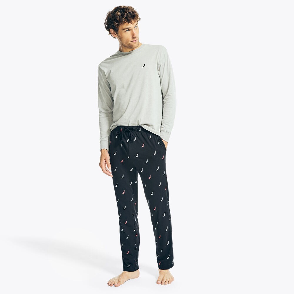 BRAND ICON PRINT PAJAMA PANT SET,Grey Heather,large