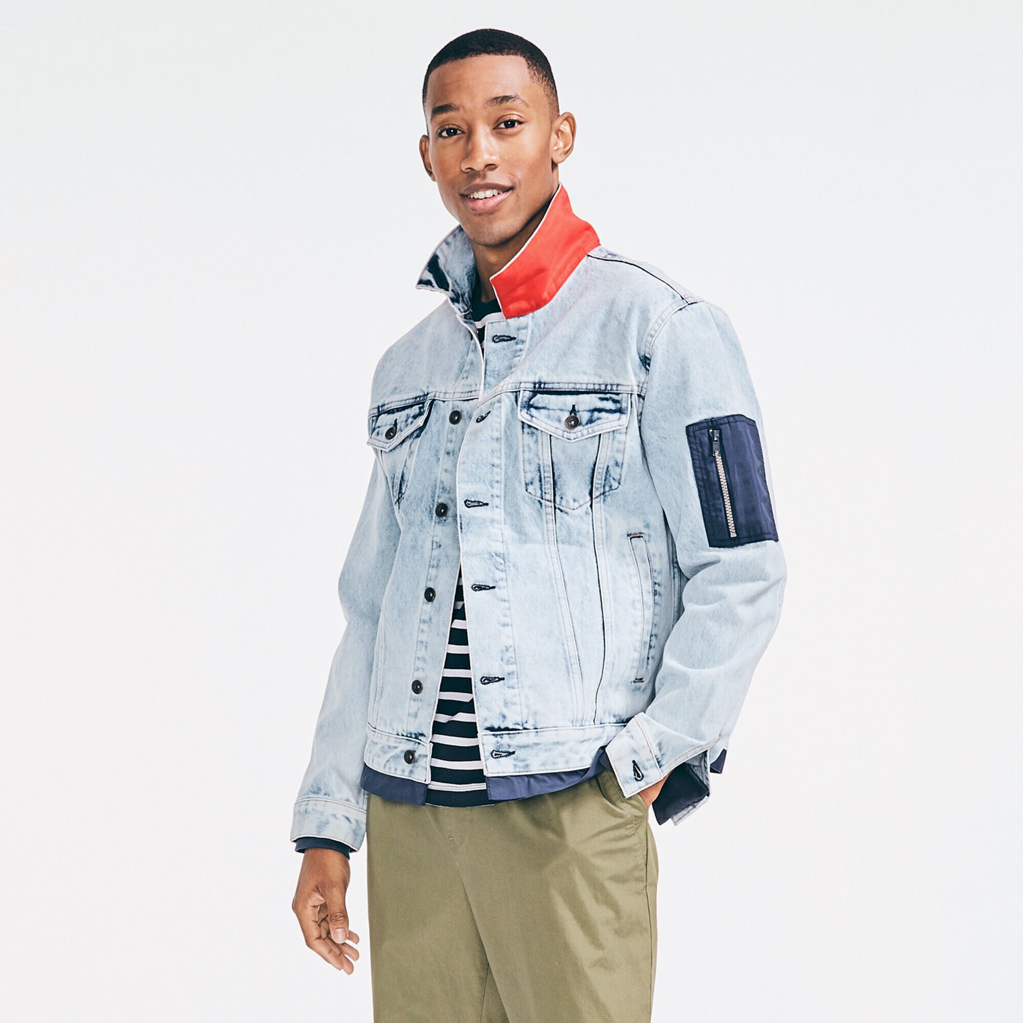 NAUTICA JEANS CO. SHERPA COLLAR DENIM JACKET