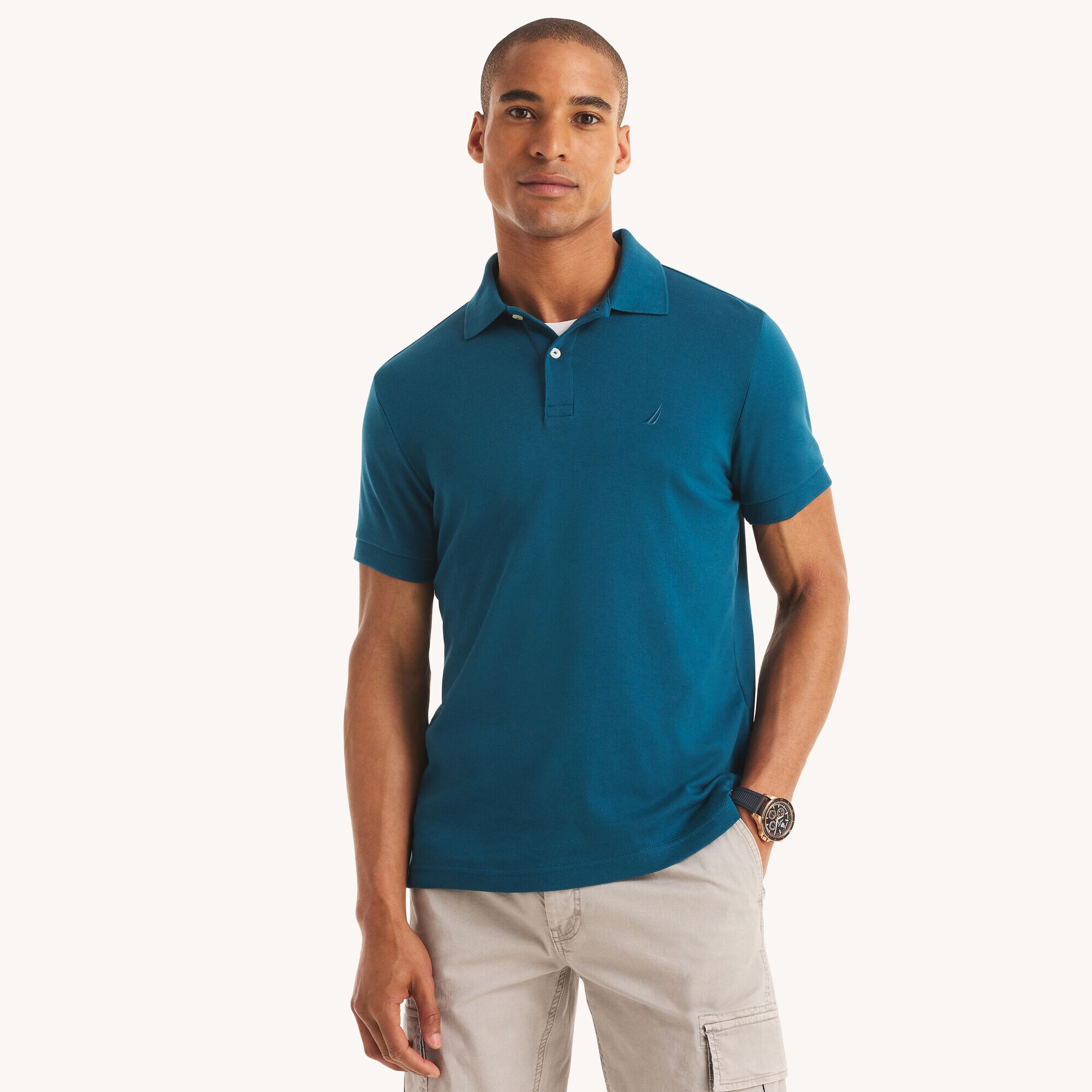 Slim Fit Interlock Deck Polo,Star Sapphire,large
