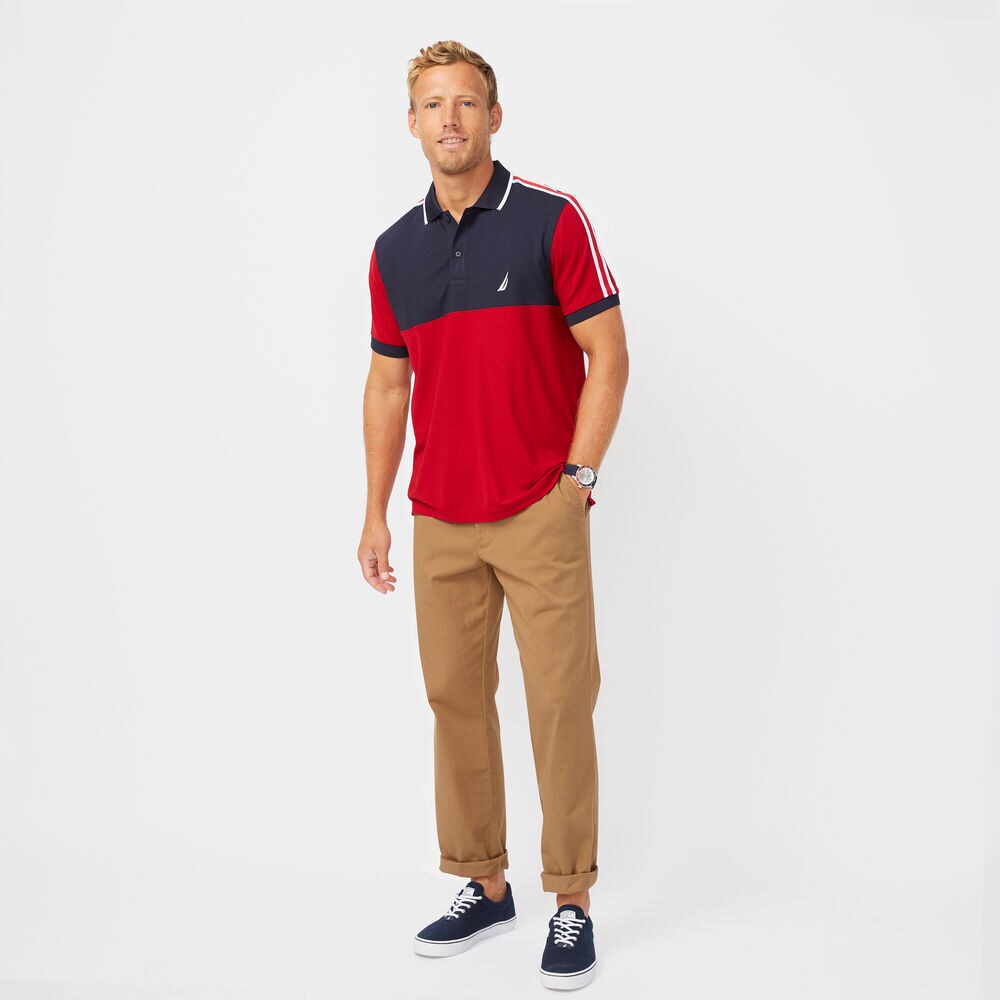 SUSTAINABLY CRAFTED COLORBLOCK POLO,Navy,large