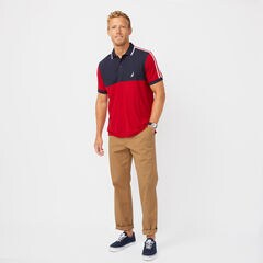 SUSTAINABLY CRAFTED COLORBLOCK POLO,Navy,large