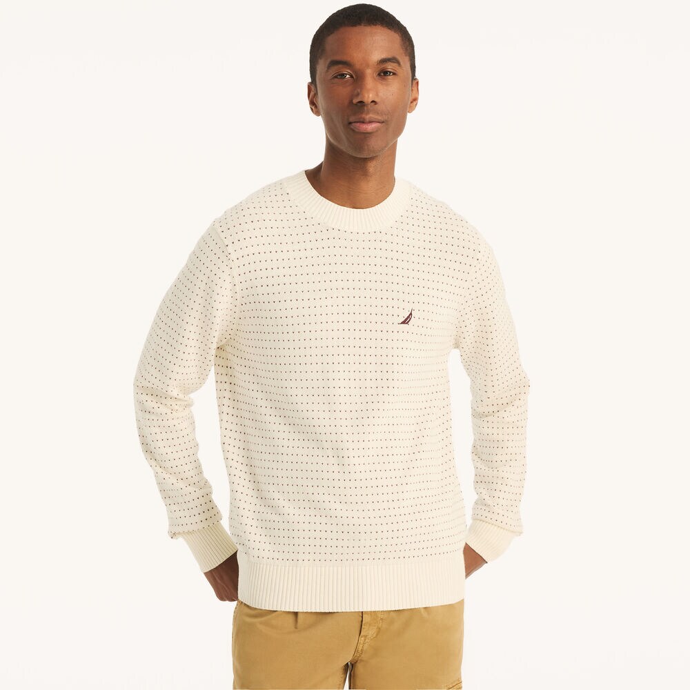 Jacquard Crewneck Sweater,Marshmallow,large