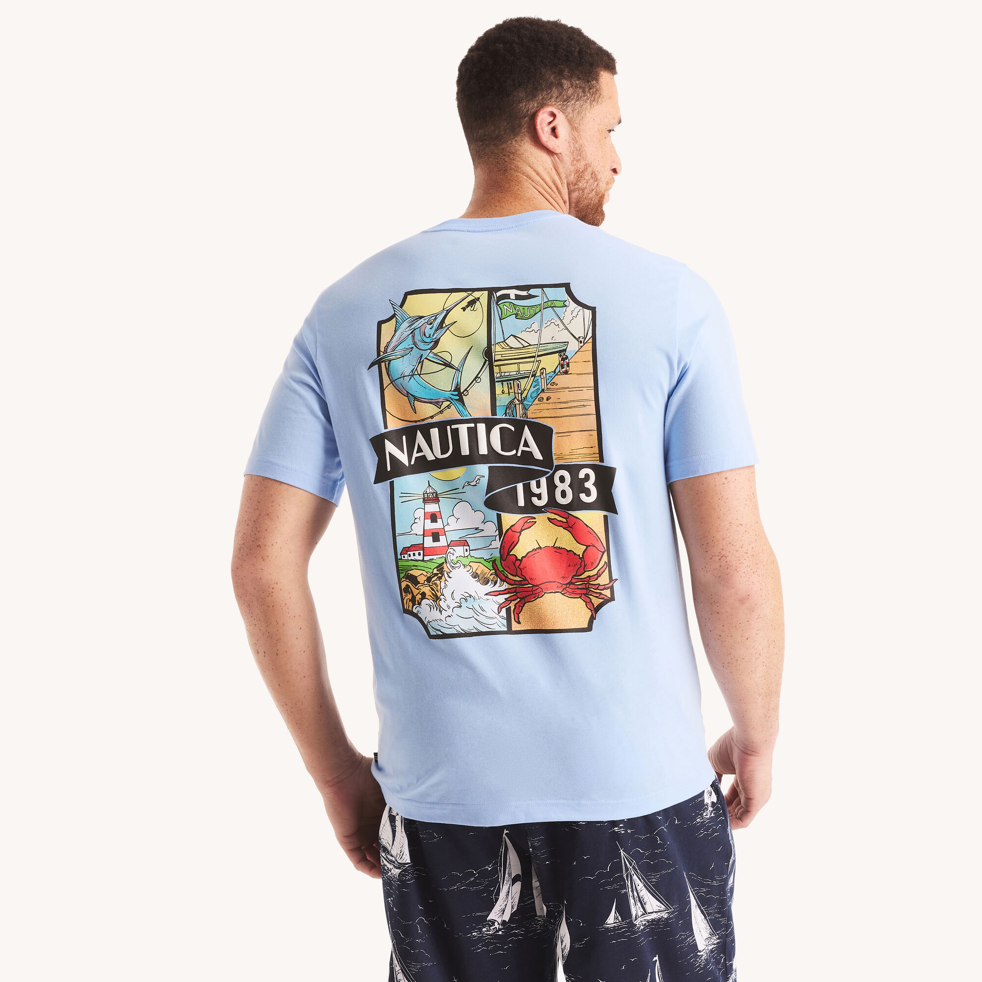 Big & Tall Nautica 1983 Graphic T-Shirt,Azure Blue,large