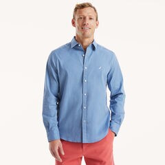 Classic Fit Wrinkle-Resistant Dobby Shirt,Dock Blue,large