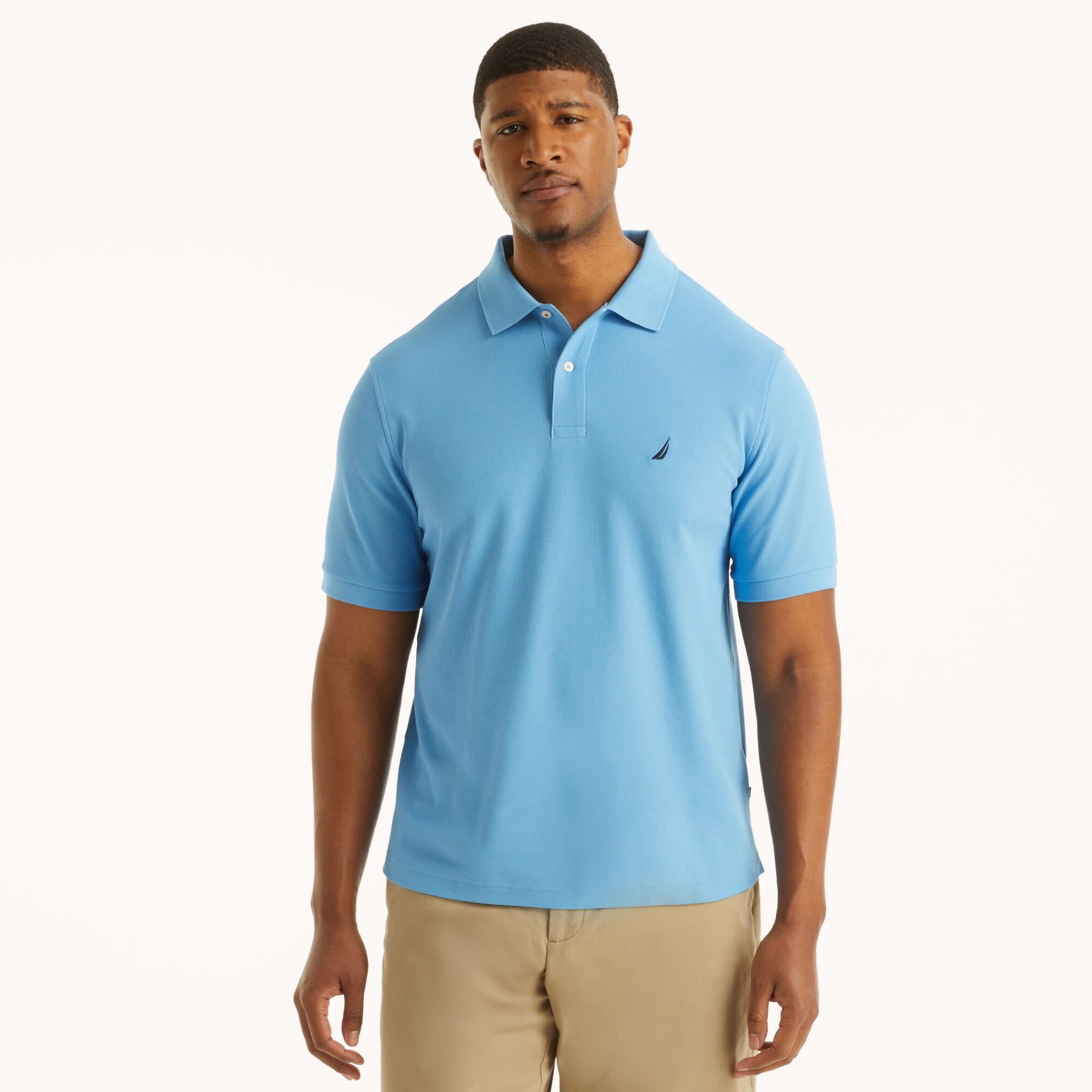 Big & Tall Classic Fit Performance Deck Polo,Azure Blue,large
