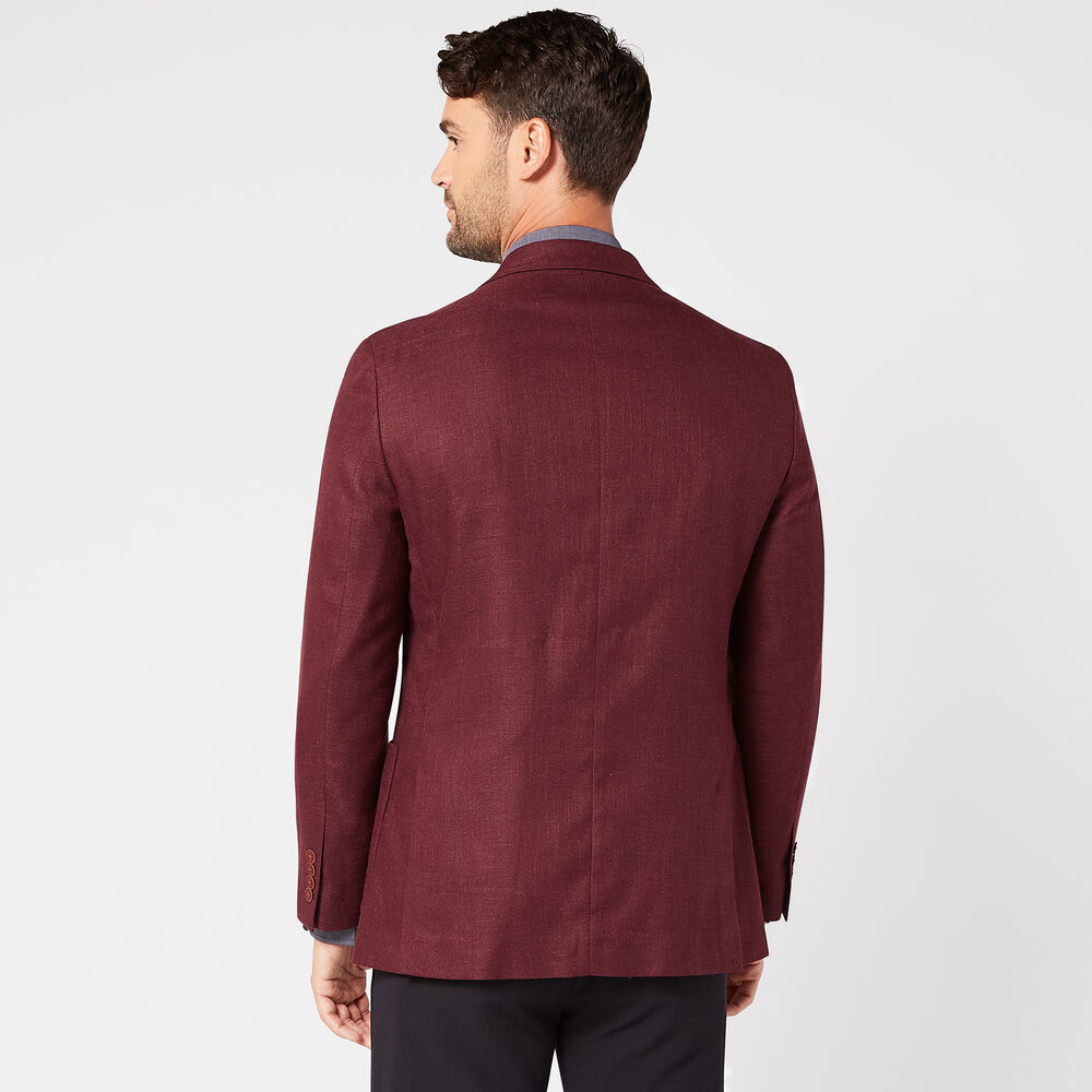 STRETCH STRUCTURED BLAZER IN BURGUNDY,Melonberry,large