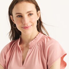 Ruffle Popover Top,Sunguard Red,large