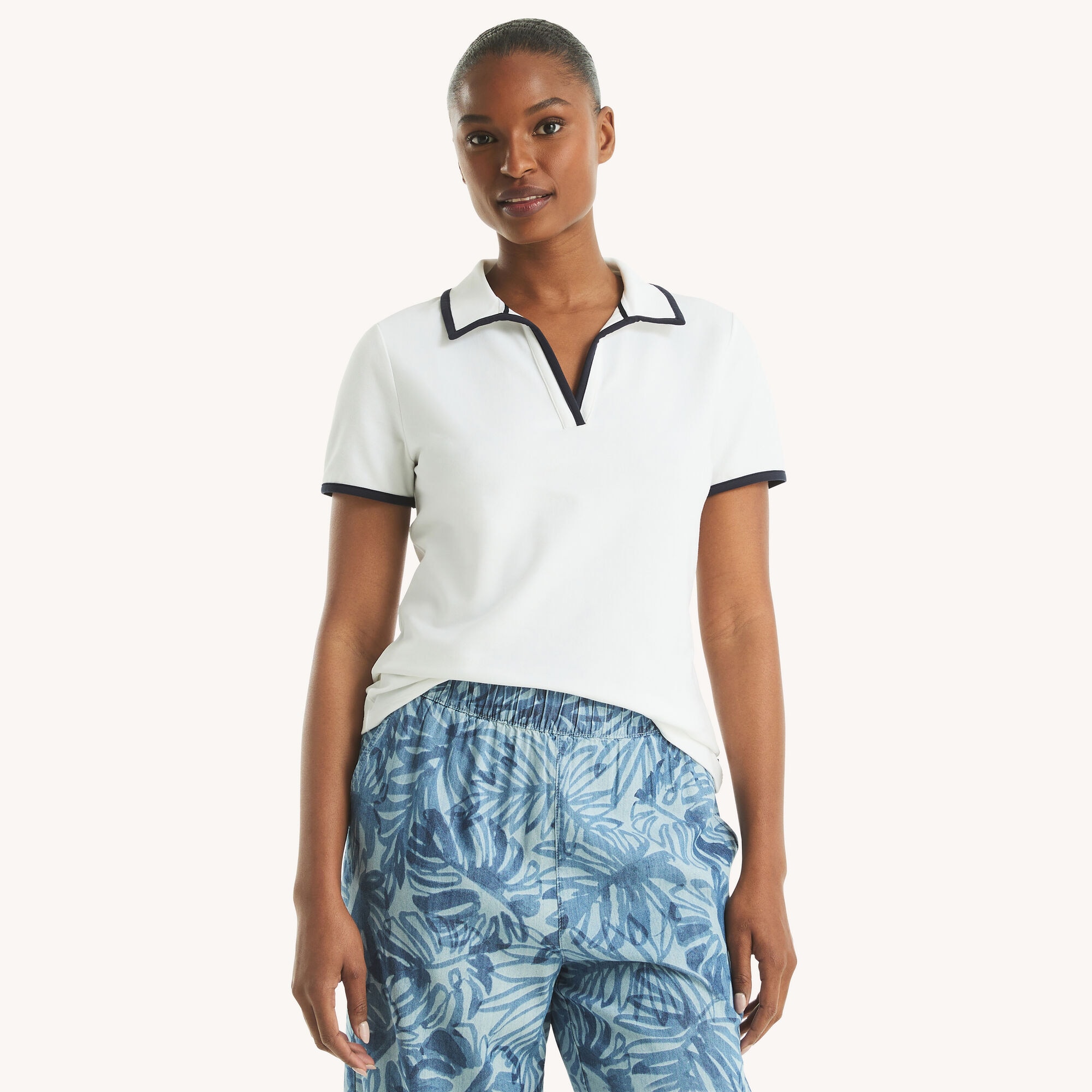 Johnny Collar Top,Bright White,large