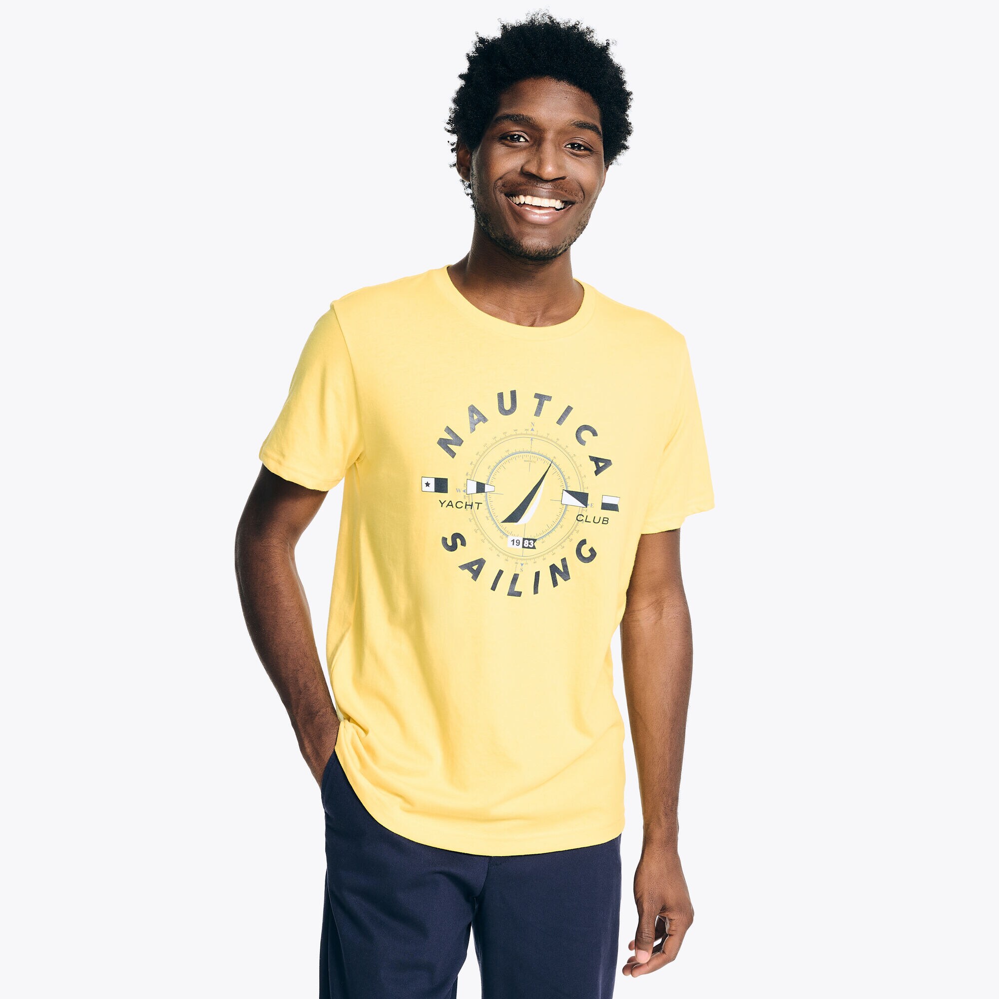 Nautica Sailing Graphic T-Shirt,Soft Yellow,large