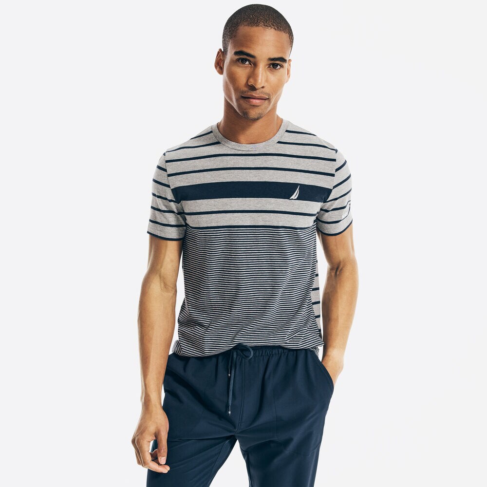 NAVTECH STRIPED T-SHIRT,Stone Grey Heather,large