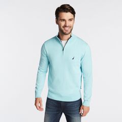 QUARTER ZIP NAVTECH SWEATER,Distressed Blue Wash,large
