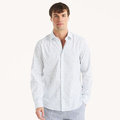 Classic Fit Wrinkle-Resistant Printed Shirt,Bright White,large