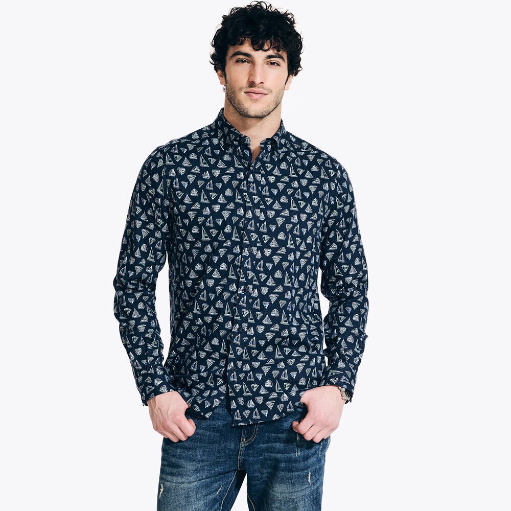 Printed Shirt,Peacoat,large