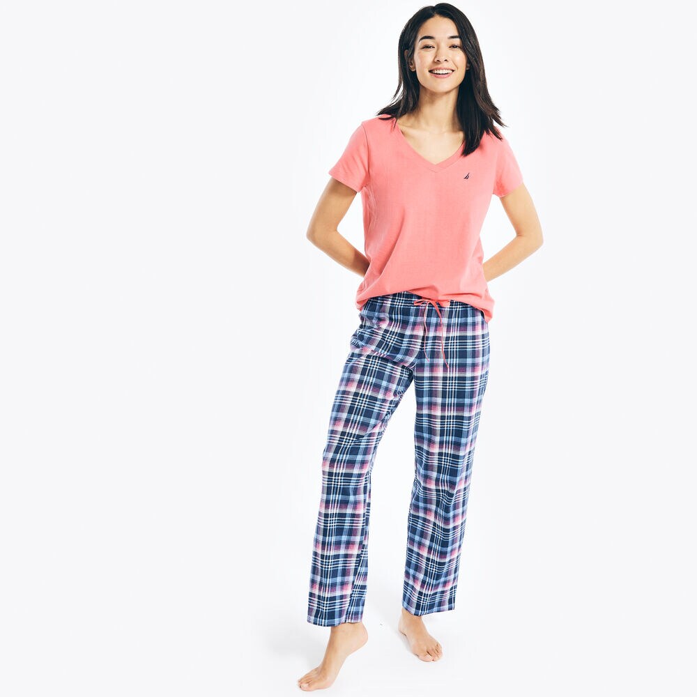 PRINTED PAJAMA PANT SET,Riviera Blue,large