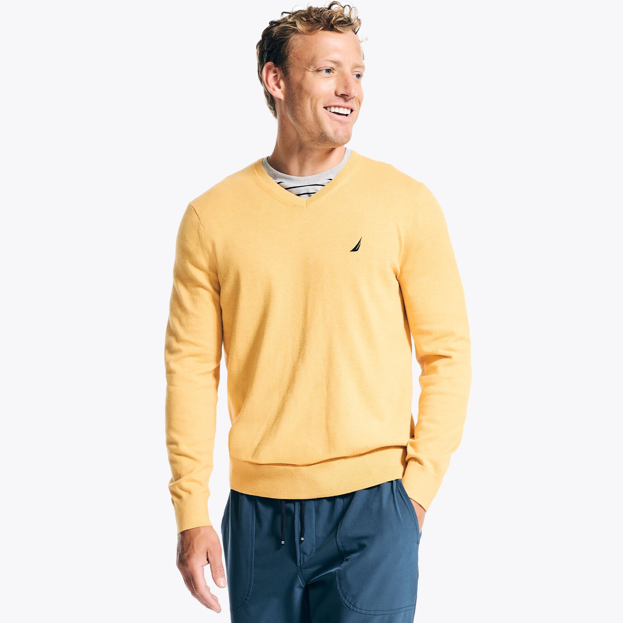 Navtech V-Neck Sweater,Marigold,large