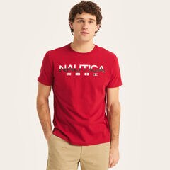 Nautica Heritage Logo Graphic T-Shirt,Nautica Red,large