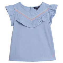 LITTLE GIRLS' CHAMBRAY FLUTTER-SLEEVE TOP (4-6x),Nite Sea Heather,large