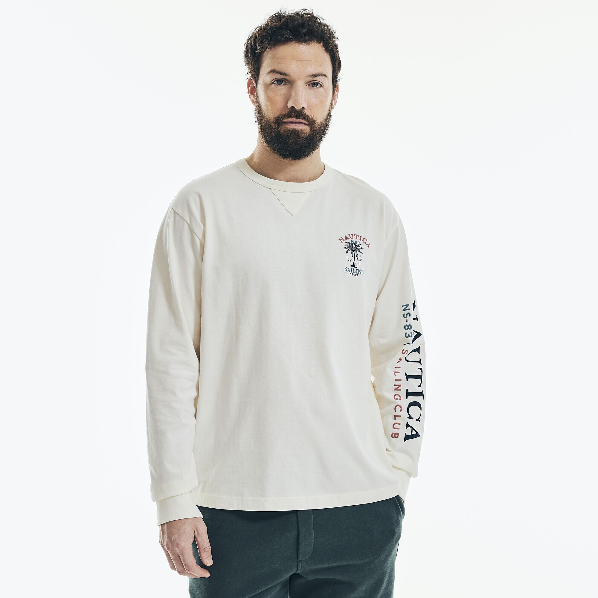 LONG-SLEEVE GRAPHIC T-SHIRT,White Cap,large