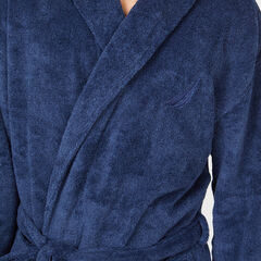 TWO TONE SHAWL COLLAR ROBE,Nite Sea Heather,large