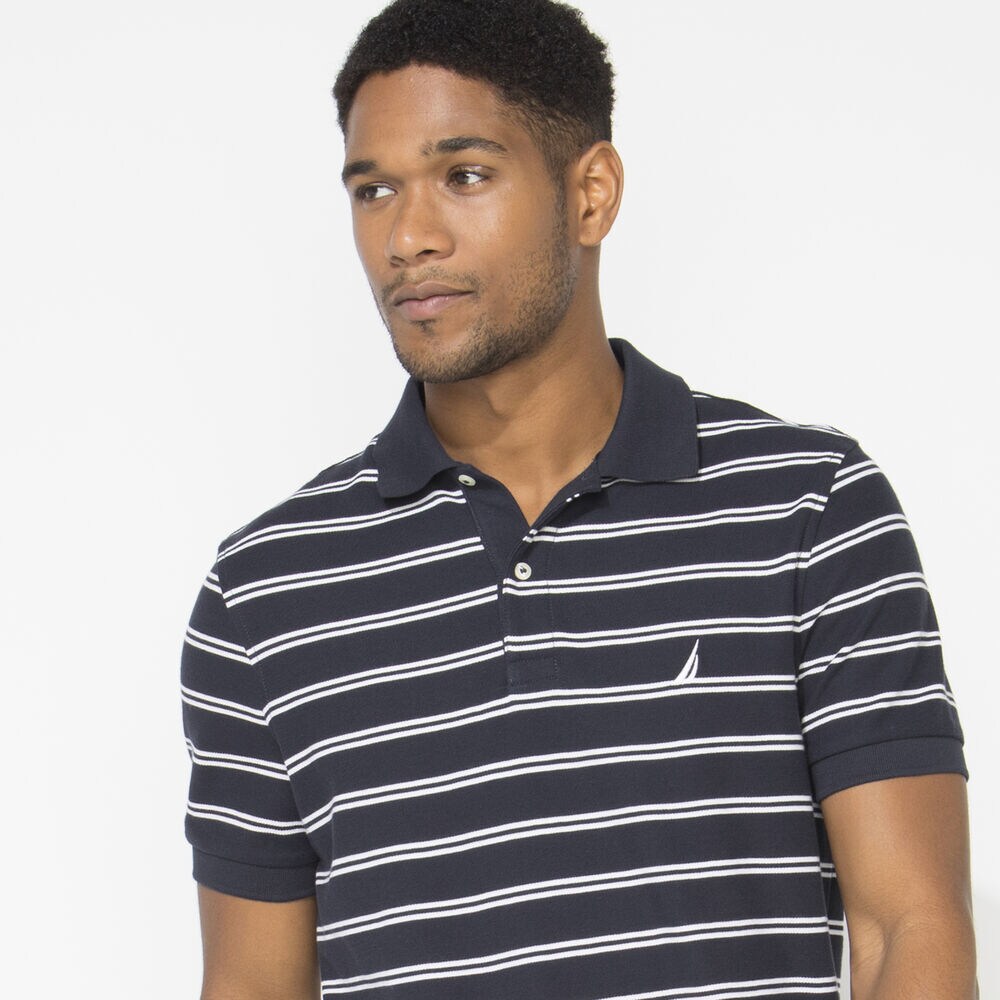 CLASSIC FIT STRIPED DECK POLO,Navy,large