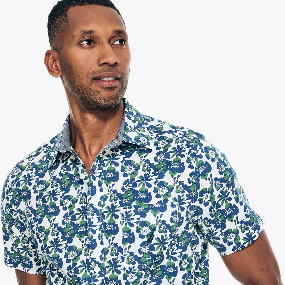 Sustainably Crafted Printed Short-Sleeve Shirt,Marshmallow,large