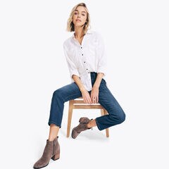 FLANNEL BUTTON-DOWN SHIRT,Marshmallow,large
