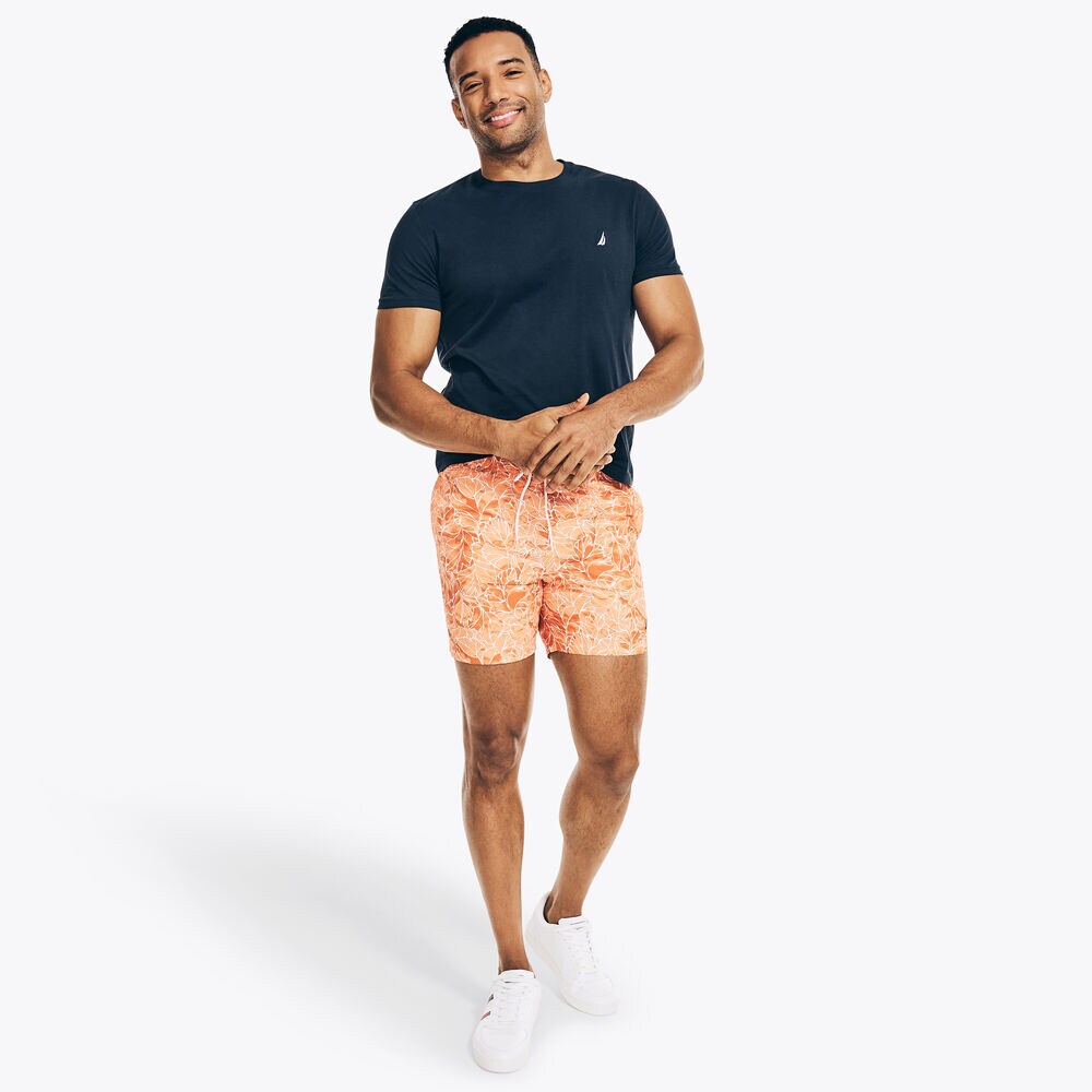 SUSTAINABLY CRAFTED 8" TROPICAL PRINT SWIM,Orange,large