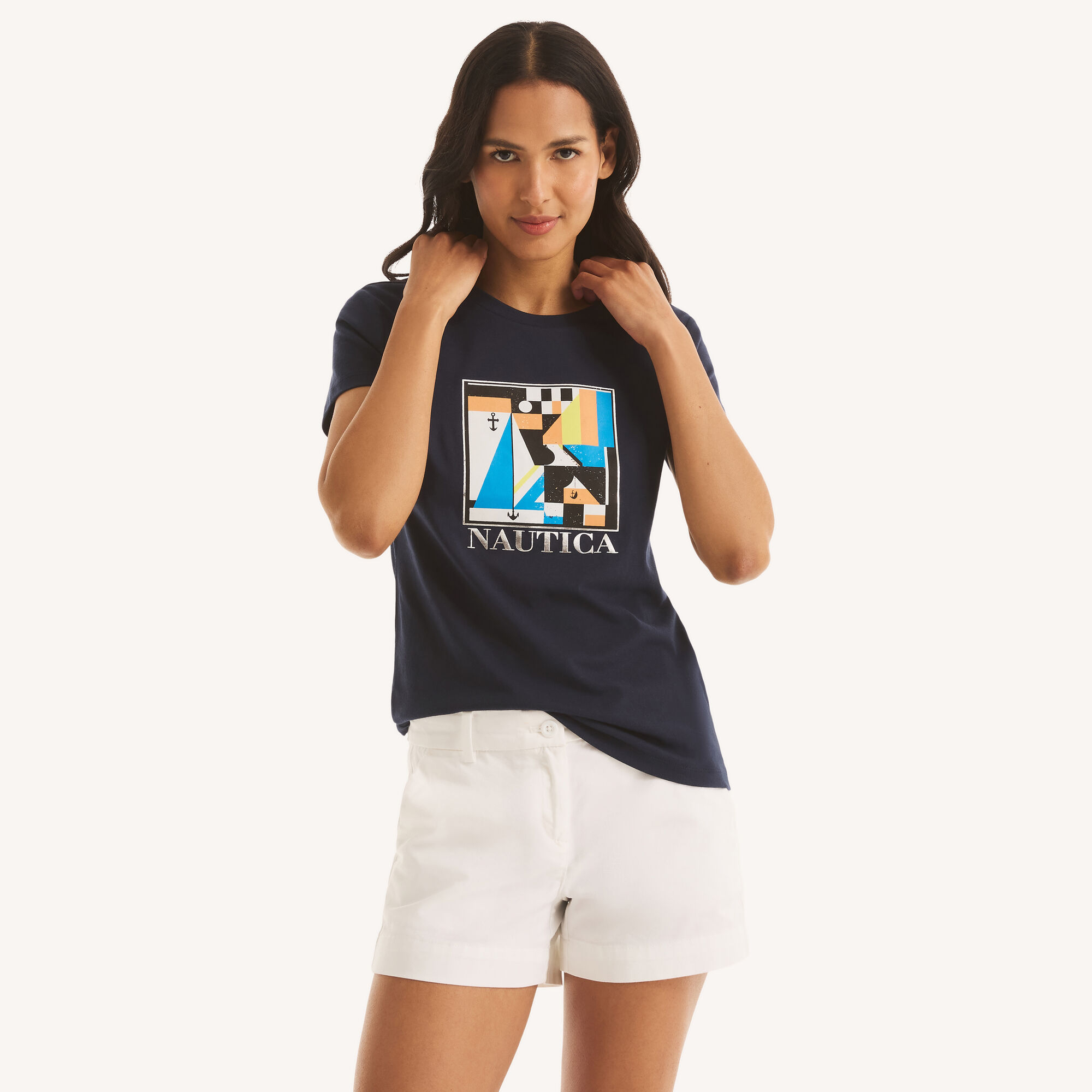 Art Deco Foil Graphic T-Shirt,Stellar Blue Heather,large