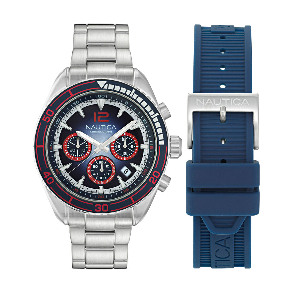 Key Biscane Stainless Steel And Silicone Watch Box Set,Multi,large