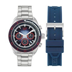 Key Biscane Stainless Steel And Silicone Watch Box Set,Multi,large