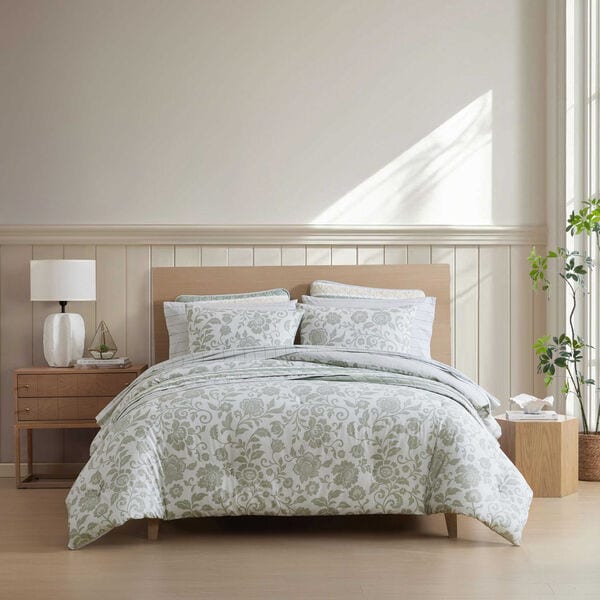 Jacob Bay Floral Green King Comforter Set