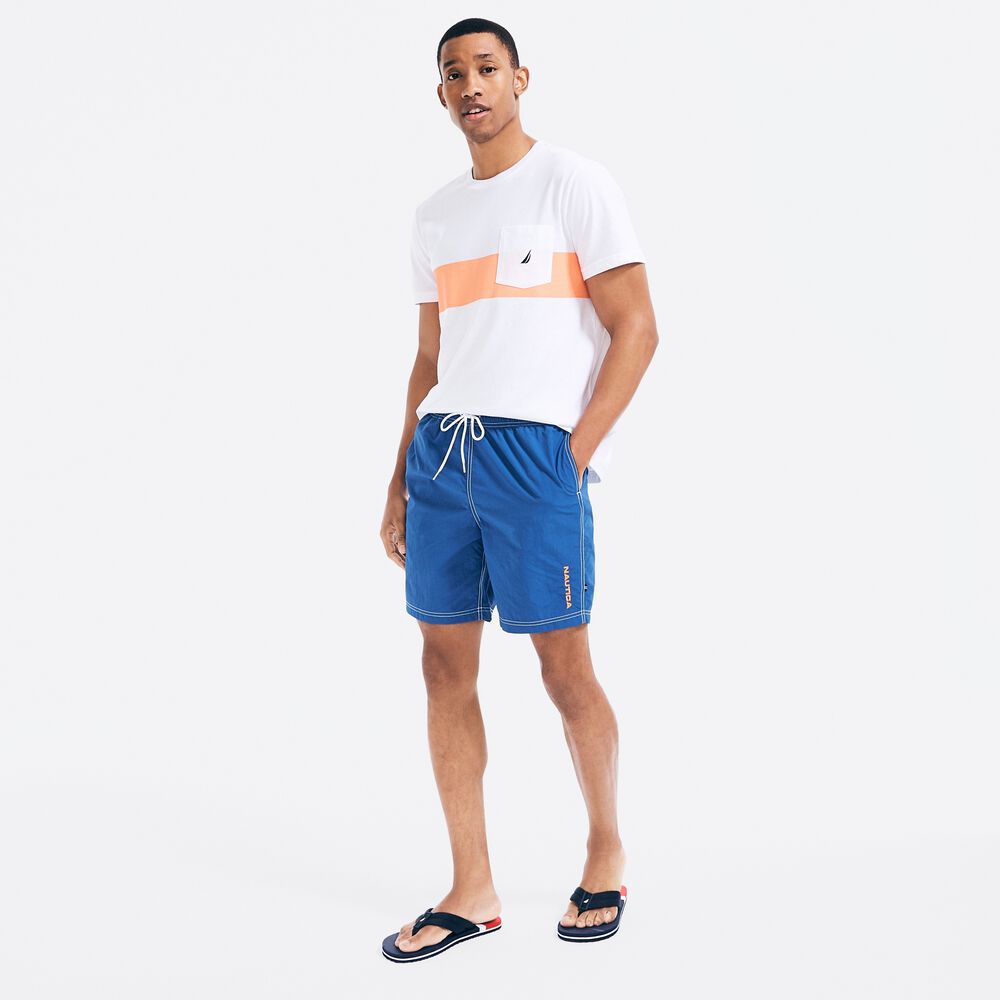 SUSTAINABLY CRAFTED CHEST-STRIPE T-SHIRT,Bright White,large