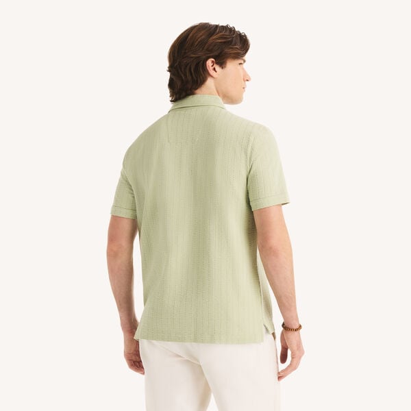Classic Fit Seersucker Button-Front Polo