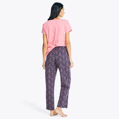 PRINTED PAJAMA PANT SET,Sapphire/Pitch Yellow,large