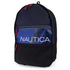 Nautica Tri-Color Logo Backpack - Navy,Ice Blue,large