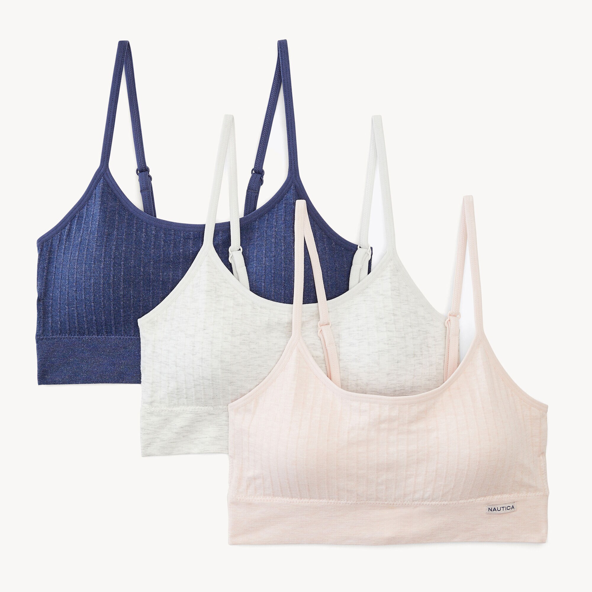 Ribbed Seamless Bra, 3-Pack,Grey Heather,large