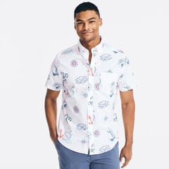 NAUTICAL PRINT SHORT-SLEEVE SHIRT,Bright White,large