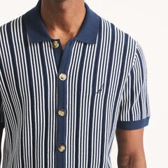 Striped Sweater Polo,Lapis Blue,large