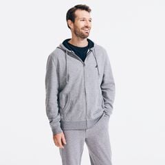 Big & Tall Full-Zip Fleece Hoodie,Stone Grey Heather,large