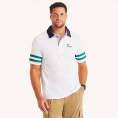 Big & Tall Classic Fit Rugby Polo,Bright White,large