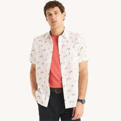 Printed Short-Sleeve Shirt,Bright White,large