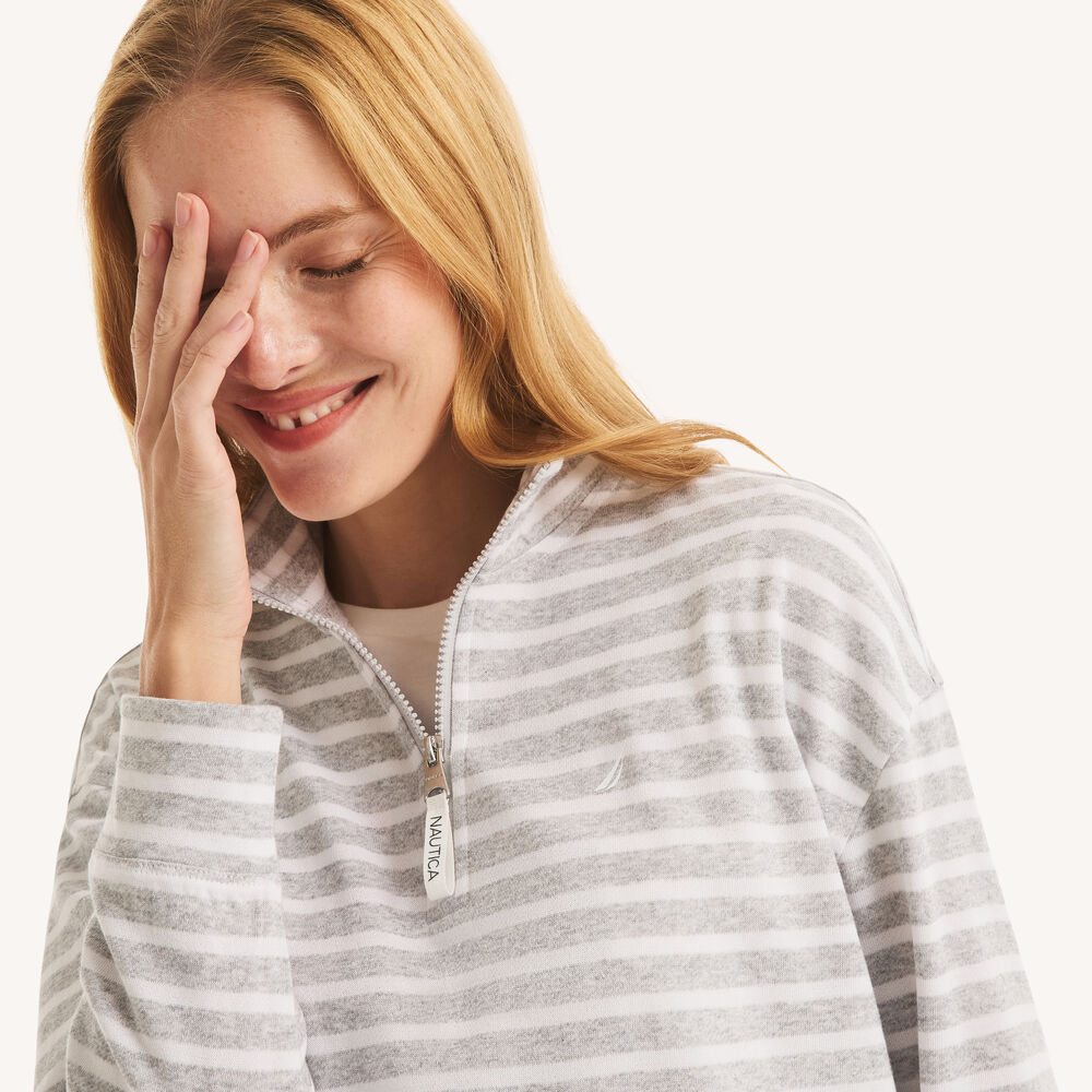 Striped Quarter-Zip,Charcoal Heather,large